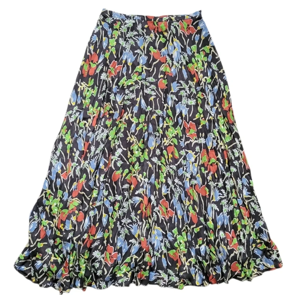 NWT Anthropologie Denise A Line Maxi Skirt Floral Garden Boho Black Multi 8
